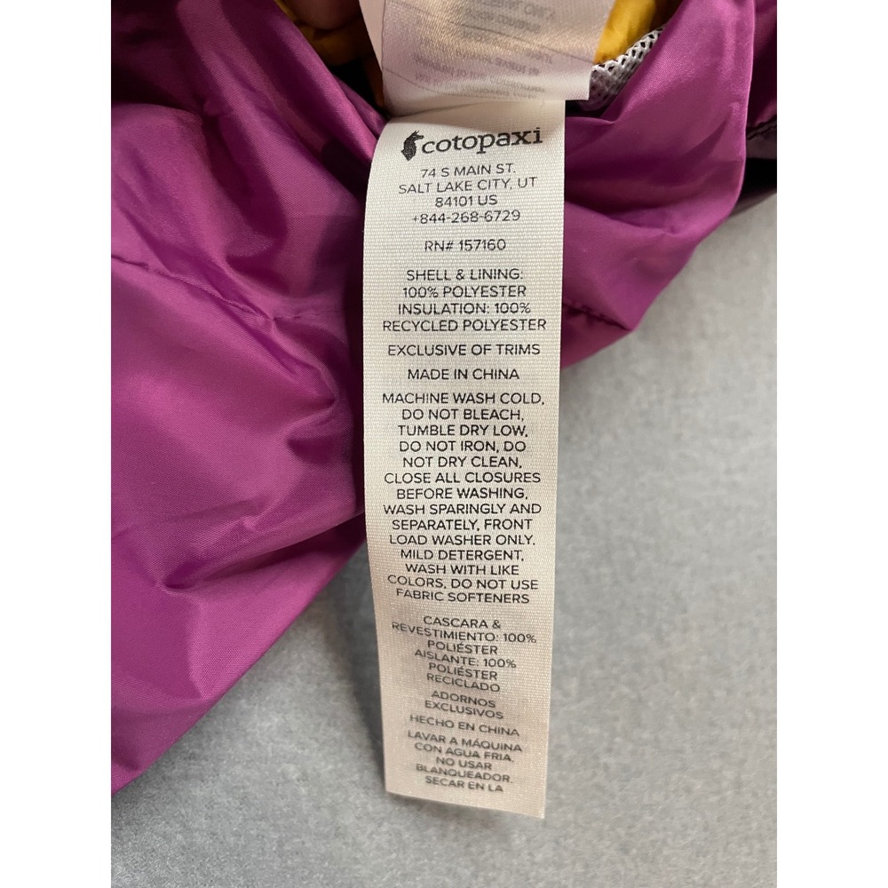 Cotopaxi Teca Calido Reversible Hooded Vest Womens XXS Purple Yellow Colorblock - Picture 7 of 9
